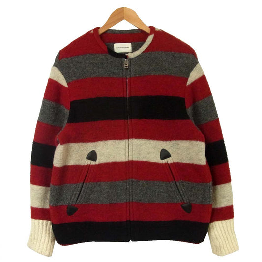 ISABEL MARANT イザベルマラン ETOILE ボーダー ノーカラー ジップ ジャケット リトアニア製 レッド系 36【美品】【中古】