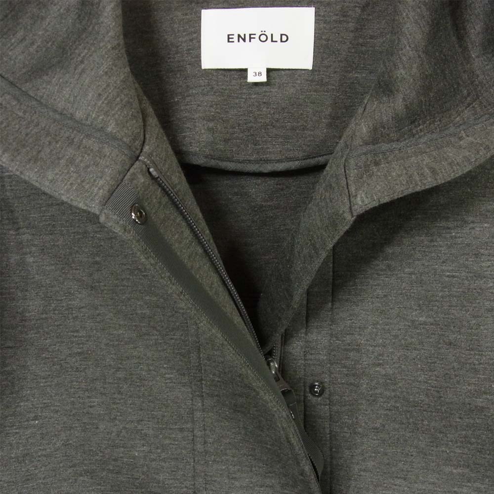 ENFOLD エンフォルド ボンディング フード コート レーヨン 中国製 グレー系 38【極上美品】【中古】