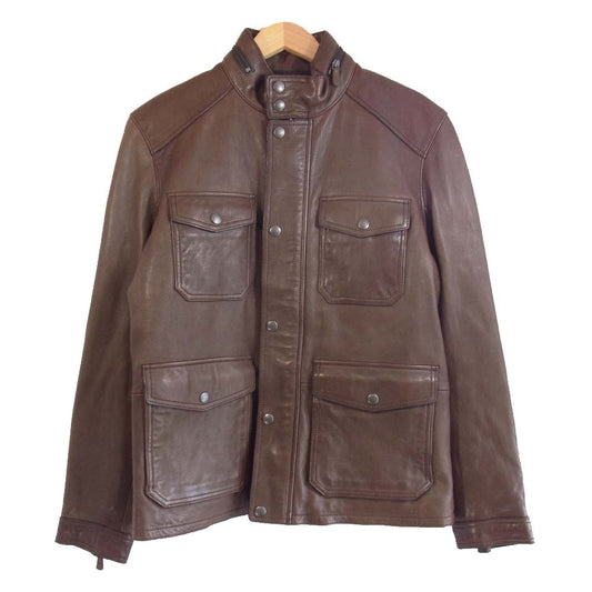 COACH コーチ 国内正規品 羊革 M-65 ラムレザー シングル ライダース ジャケット ブラウン系 M【美品】【中古】