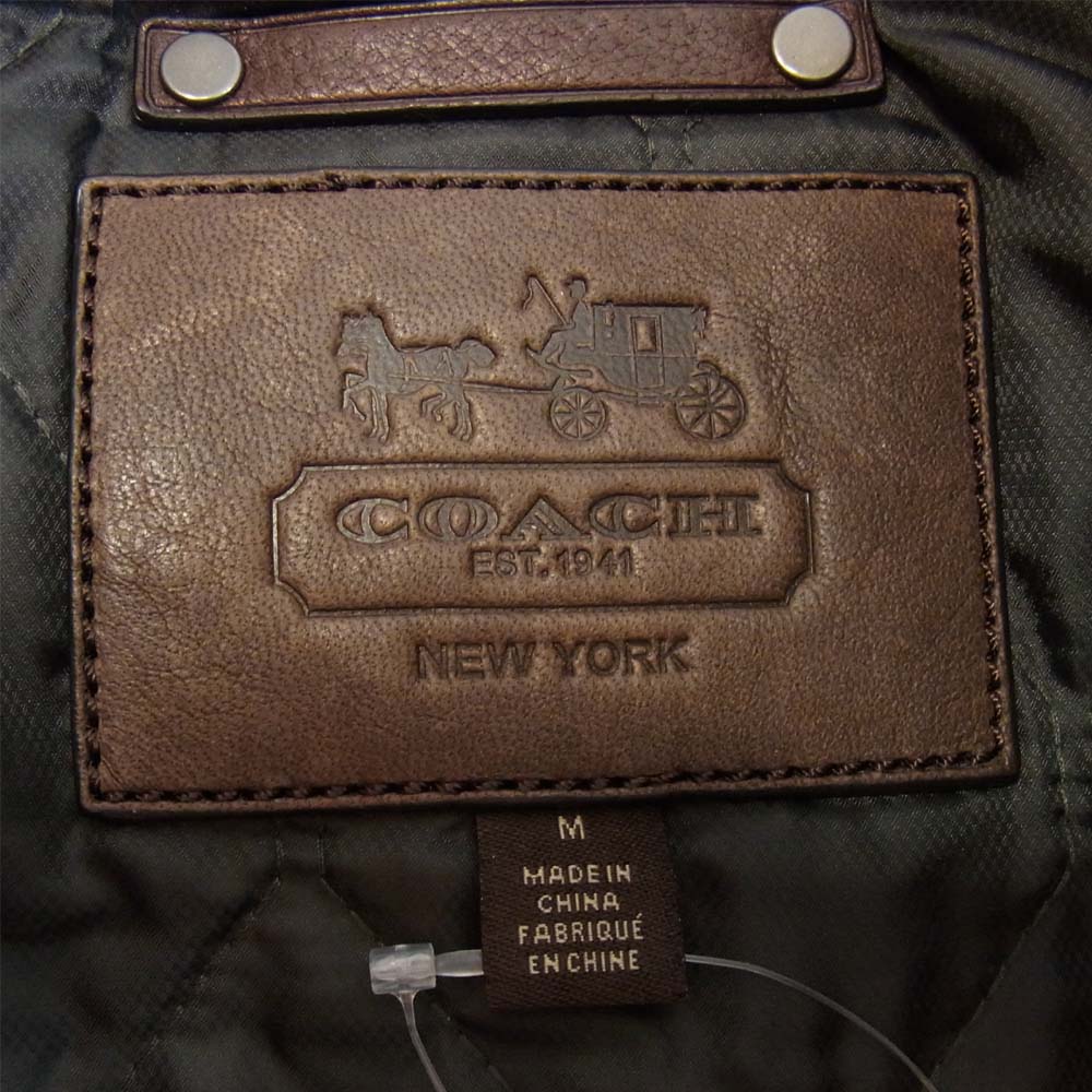 COACH コーチ 国内正規品 羊革 M-65 ラムレザー シングル ライダース ジャケット ブラウン系 M【美品】【中古】