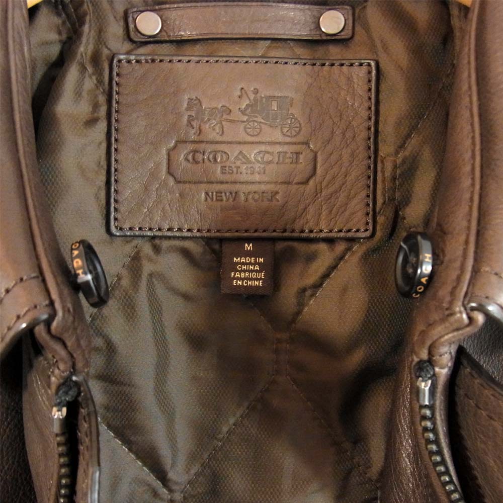 COACH コーチ 国内正規品 レザー フライト ジャケット ブラウン系 M【美品】【中古】