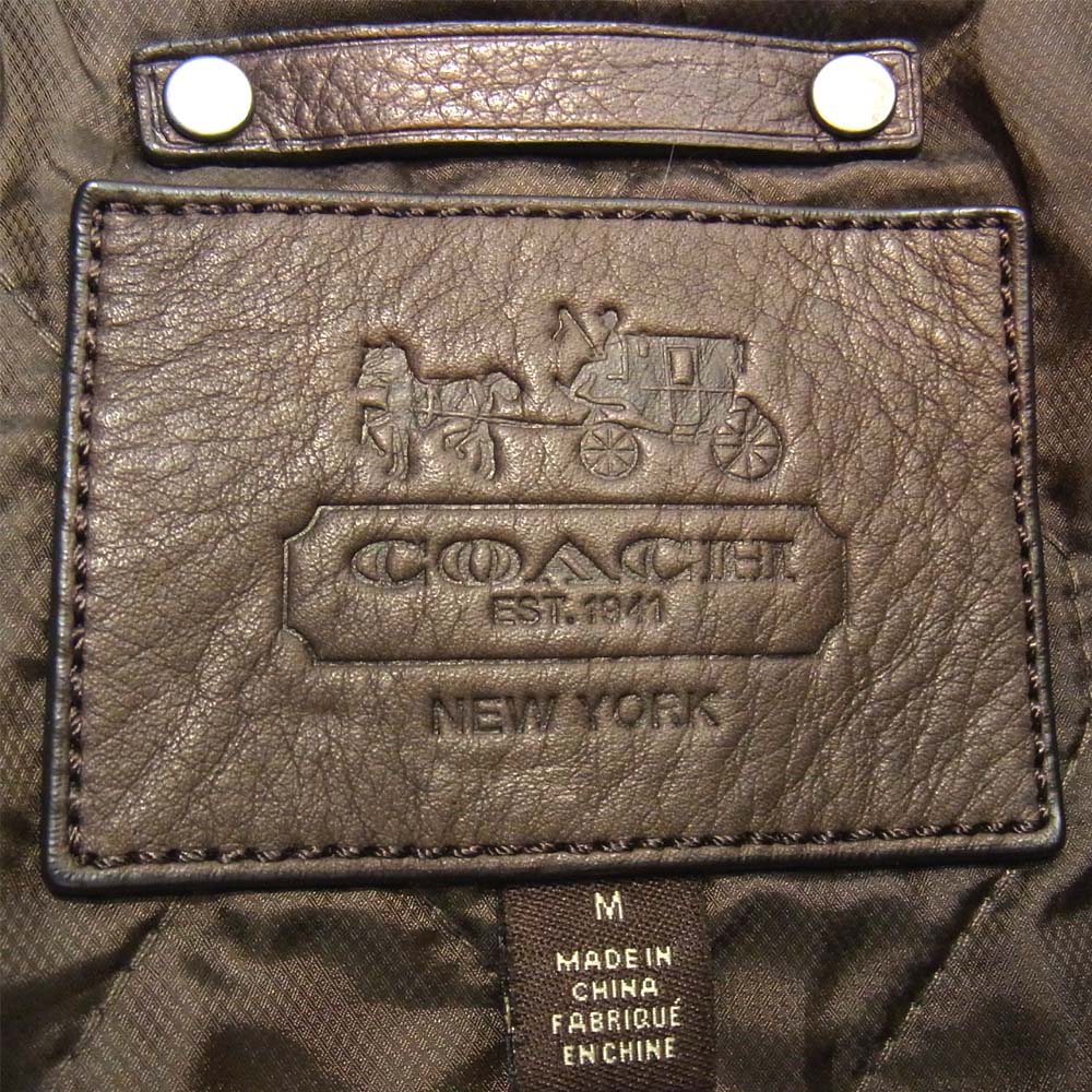 COACH コーチ 国内正規品 レザー フライト ジャケット ブラウン系 M【美品】【中古】