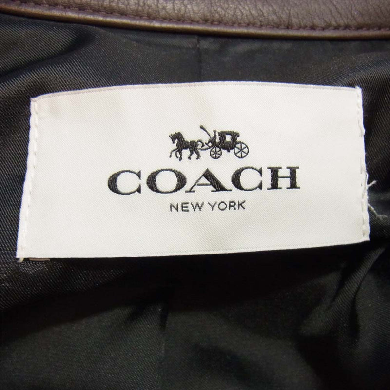 COACH コーチ F86594 牛革 カウレザー シングル ライダース ジャケット ブラウン系【美品】【中古】