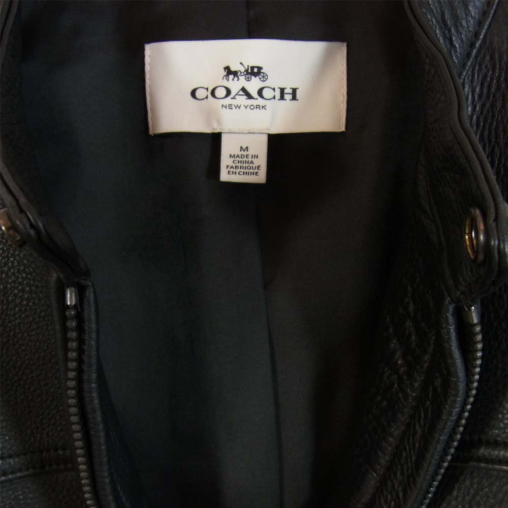 COACH コーチ F86594 牛革 カウレザー シングル ライダース ジャケット ブラック系 M【美品】【中古】