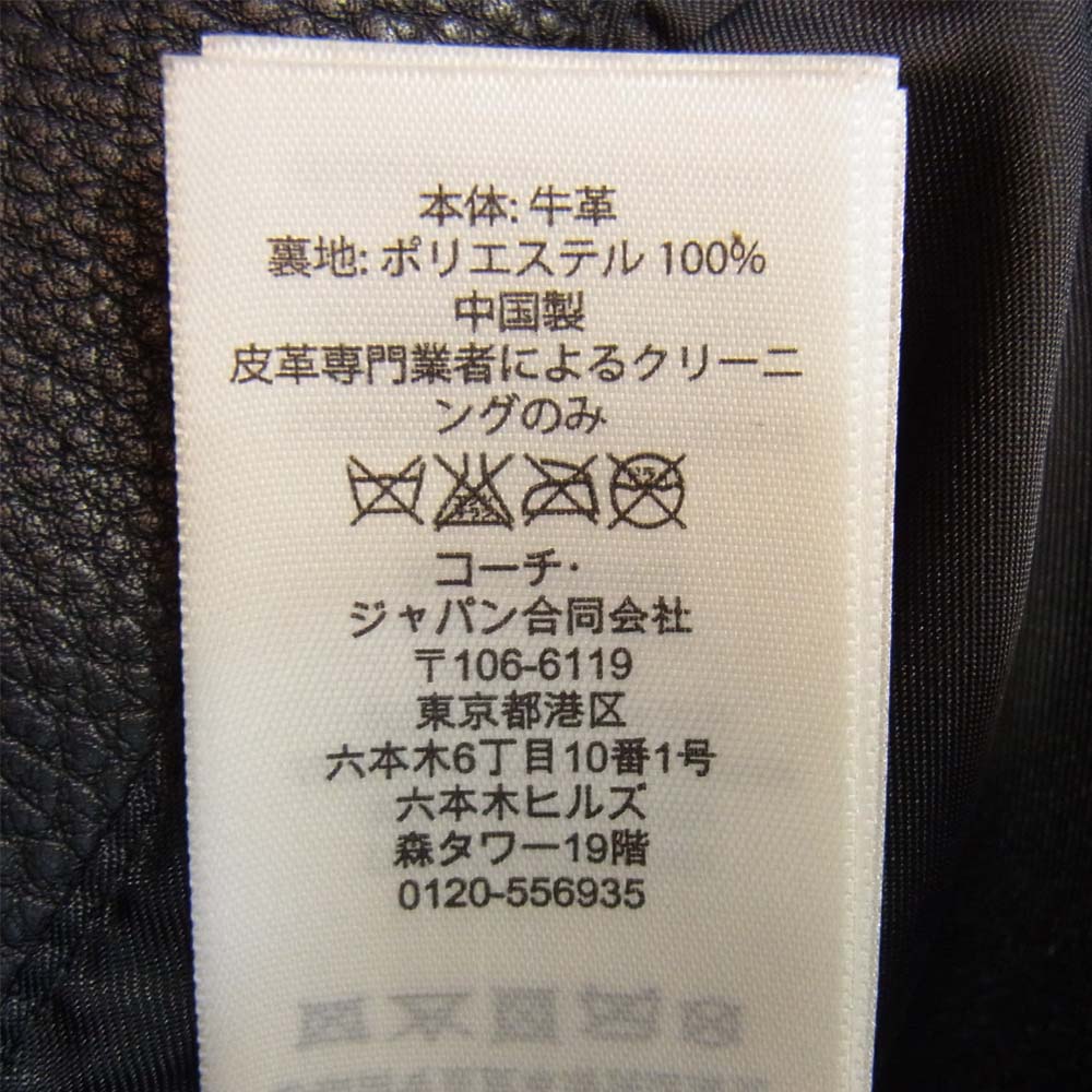 COACH コーチ F86594 牛革 カウレザー シングル ライダース ジャケット ブラック系 M【美品】【中古】