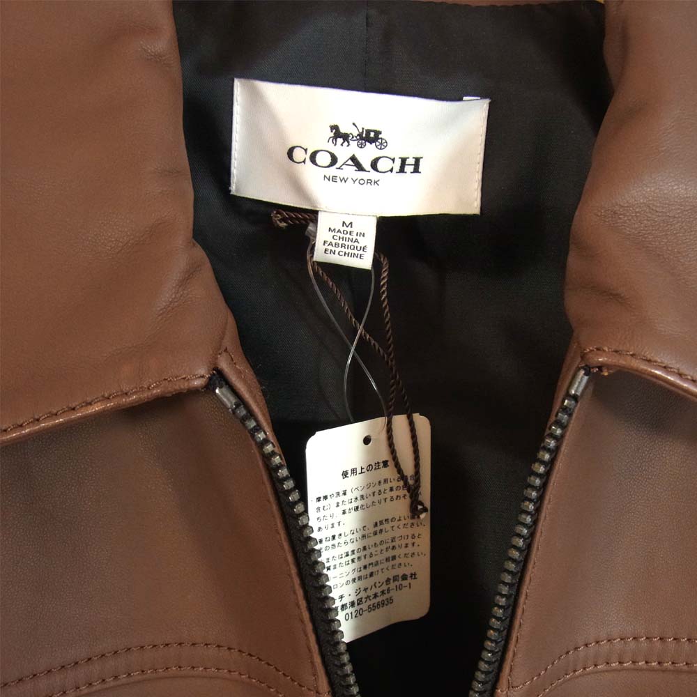 COACH コーチ F86591 国内正規品 羊革 ラムレザー ライダース ジャケット ブラウン系 M【新古品】【未使用】【中古】