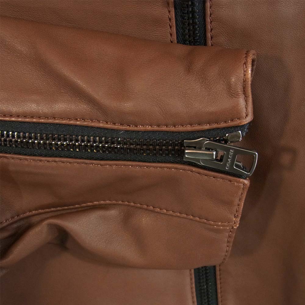 COACH コーチ F86591 国内正規品 羊革 ラムレザー ライダース ジャケット ブラウン系 M【新古品】【未使用】【中古】