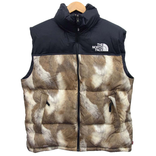 Supreme シュプリーム 13AW ND01341 THE NORTH FACE Fur Print Nuptse Vest ファープリント ヌプシ ベスト ライトブラウン系 ブラック系 M【美品】【中古】