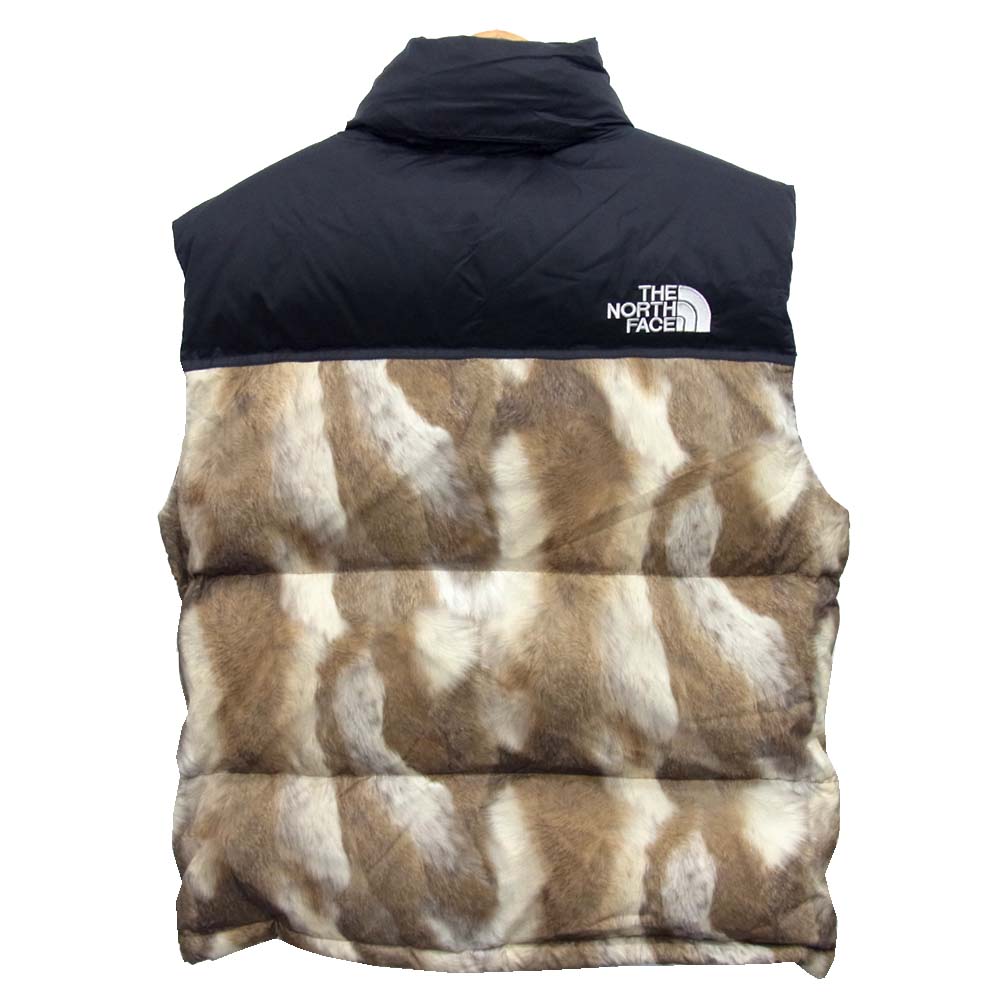 Supreme シュプリーム 13AW ND01341 THE NORTH FACE Fur Print Nuptse Vest ファープリント ヌプシ ベスト ライトブラウン系 ブラック系 M【美品】【中古】