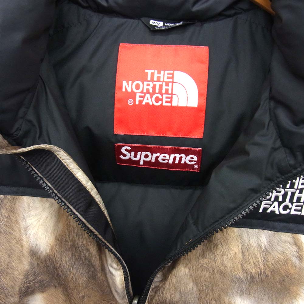 Supreme シュプリーム 13AW ND01341 THE NORTH FACE Fur Print Nuptse Vest ファープリント ヌプシ ベスト ライトブラウン系 ブラック系 M【美品】【中古】