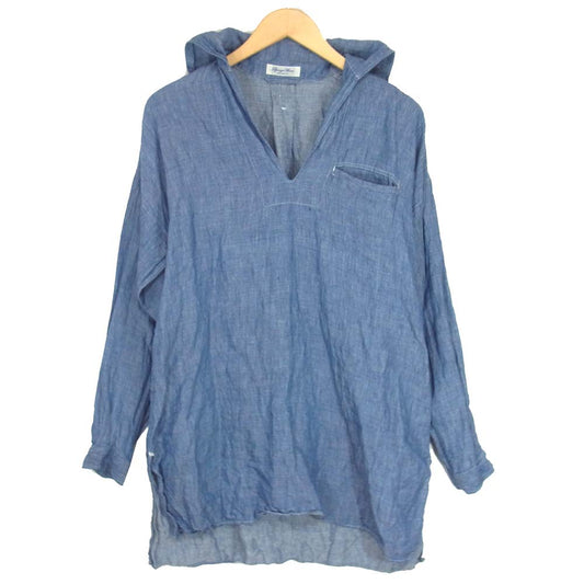 DJANGOATOUR ジャンゴアトゥール アナザーライン リネン クラシック セーラー プルオーバー シャツ インディゴブルー系 L【中古】