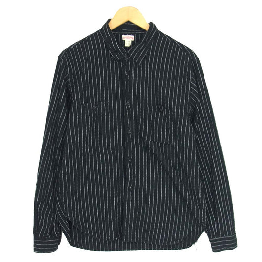 The REAL McCOY'S ザリアルマッコイズ DOUBLE DIAMOND ダブルダイヤモンド ストライプ ワーク 長袖シャツ ブラック系 16【中古】