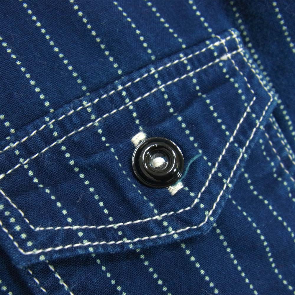 The REAL McCOY'S ザリアルマッコイズ JOE McCOY ジョー マッコイ 8HOUR UNION ウォバッシュ ストライプワーク 長袖シャツ インディゴブルー系 16【中古】