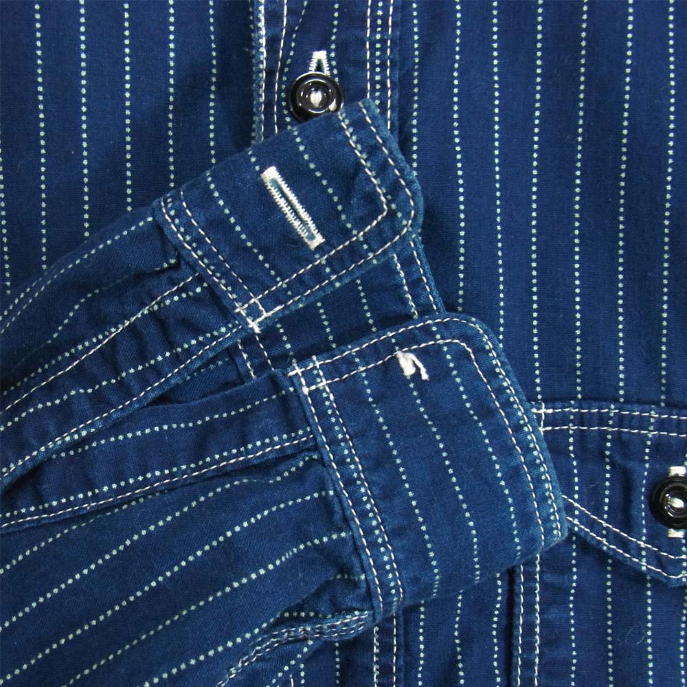 The REAL McCOY'S ザリアルマッコイズ JOE McCOY ジョー マッコイ 8HOUR UNION ウォバッシュ ストライプワーク 長袖シャツ インディゴブルー系 16【中古】
