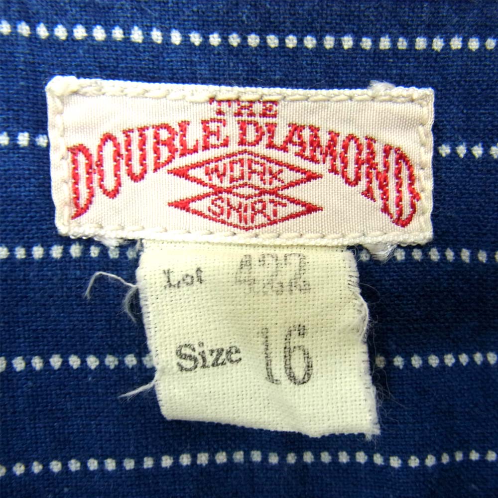 The REAL McCOY'S ザリアルマッコイズ DOUBLE DIAMOND ダブルダイヤモンド ウォバッシュ ストライプ ノーカラー シャツ インディゴブルー系 16【中古】