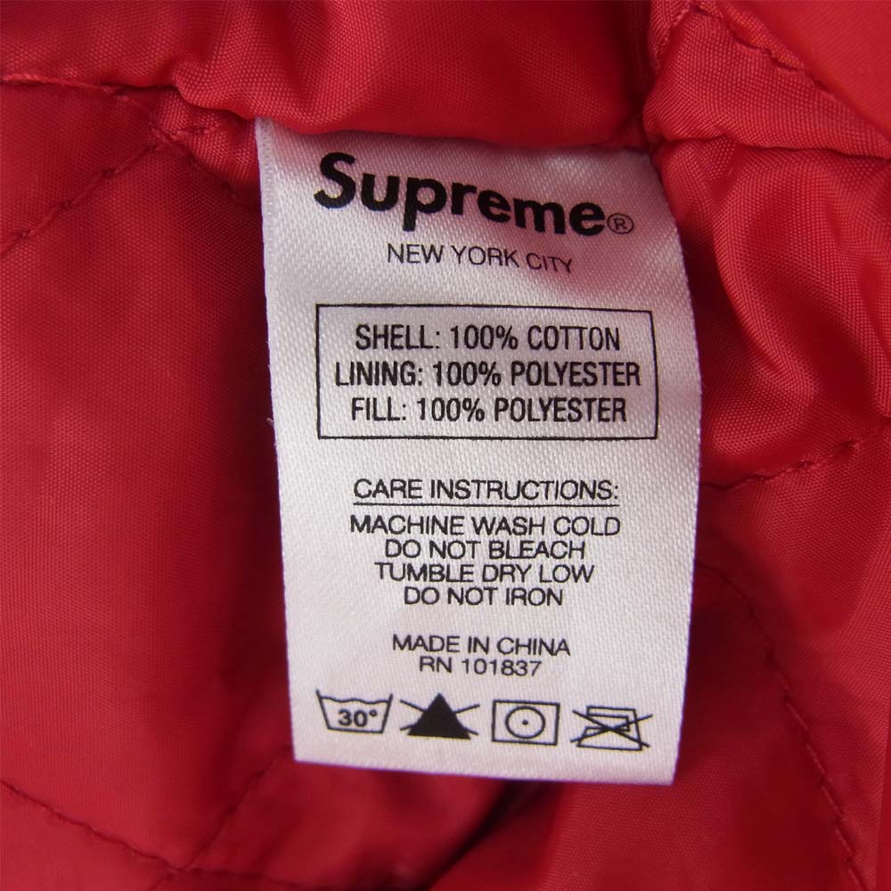 Supreme シュプリーム quilted arc logo flannel shirt アーチロゴ キルテッド フランネル 中綿 キルティング チェックシャツ レッド系 L【極上美品】【中古】