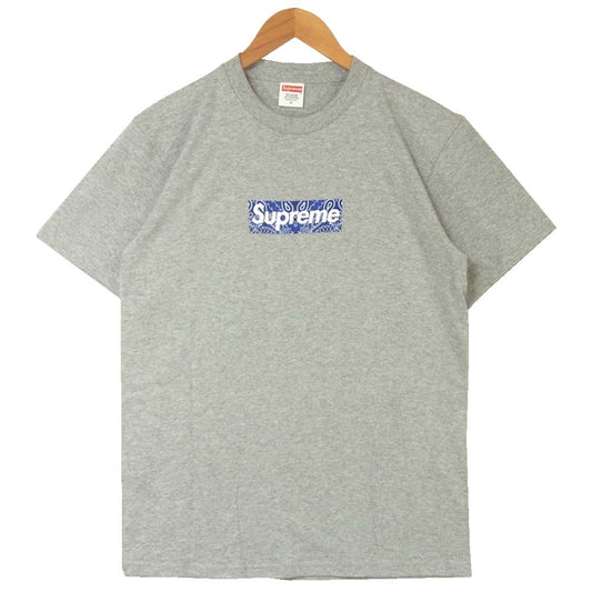Supreme シュプリーム 19AW Bandana Box Logo Tee バンダナ ボックスロゴ ペイズリー Tシャツ グレー系 S【新古品】【未使用】【中古】
