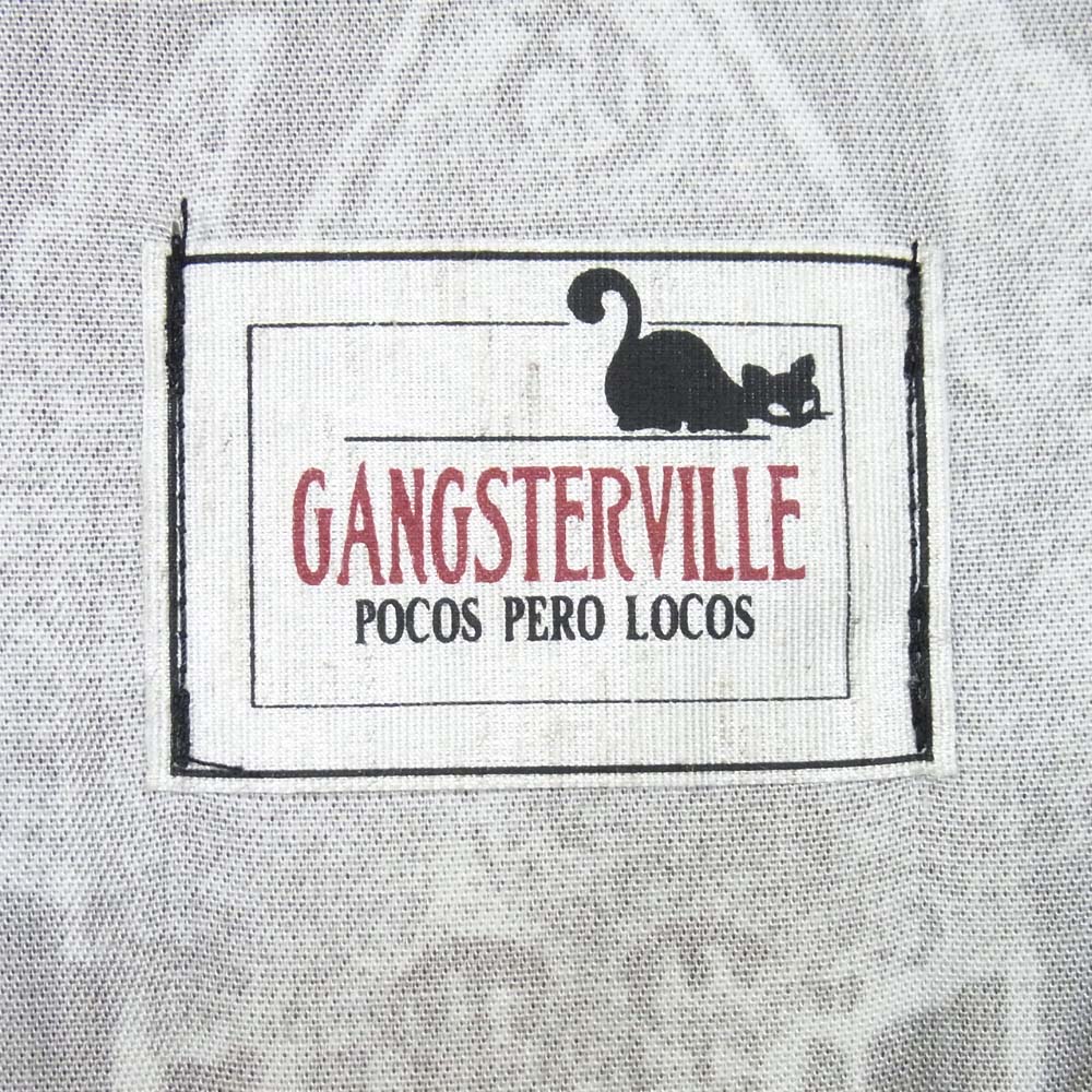 GANGSTERVILLE ギャングスタービル GSV-15-AW-26 SHAVING SHIRTS プリント 総柄 開襟 オープンカラー シャツ ブラック系 XL【中古】