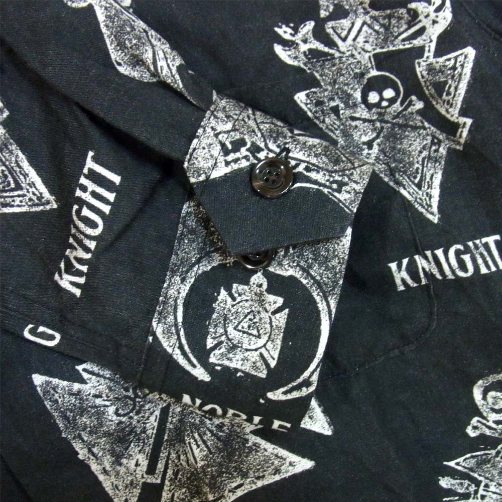 GANGSTERVILLE ギャングスタービル GSV-15-AW-26 SHAVING SHIRTS プリント 総柄 開襟 オープンカラー シャツ ブラック系 XL【中古】