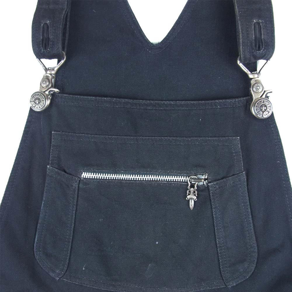 CHROME HEARTS クロムハーツ（原本無） ホースシューボタン デニム オーバーオール ブラック系【中古】