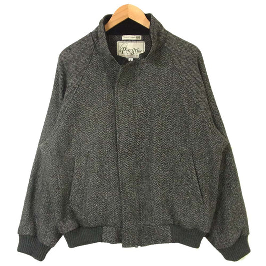 ペレグリン 英国製 ハリスツイード フルジップ ヘリンボーン ジャケット グレー系 L【中古】