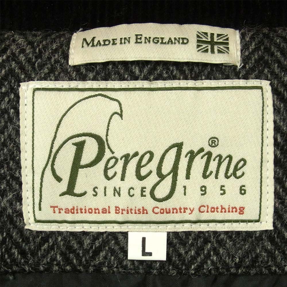 ペレグリン 英国製 ハリスツイード フルジップ ヘリンボーン ジャケット グレー系 L【中古】