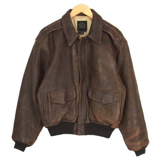 AVIREX アヴィレックス 1978-O1 A-2 フライト ジャケット 裏地プリント ブラウン系 S【中古】