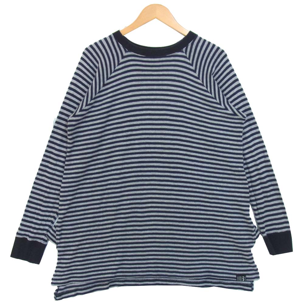 Yohji Yamamoto ヨウジヤマモト サイト syte ボーダー ストライプ カットソー ロンT 長袖 グレー×ネイビー系 S【中古】