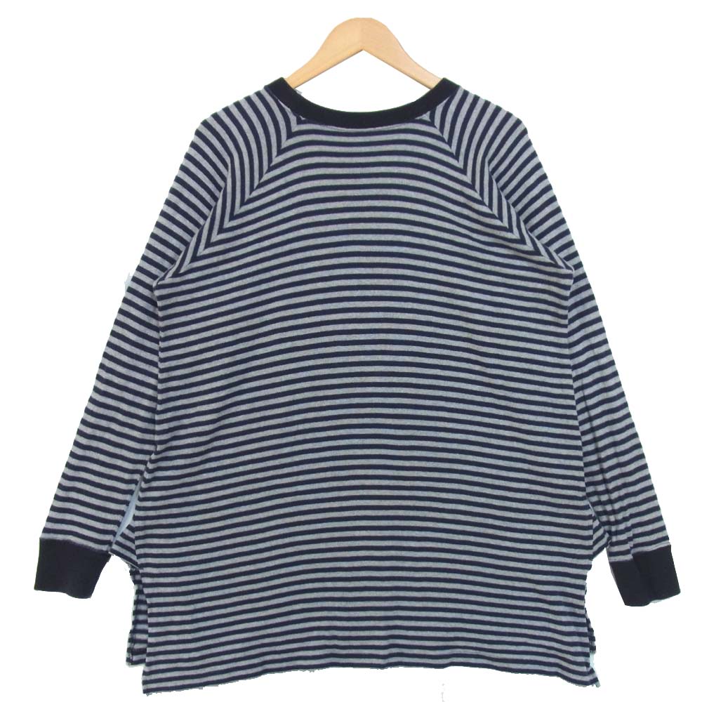 Yohji Yamamoto ヨウジヤマモト サイト syte ボーダー ストライプ カットソー ロンT 長袖 グレー×ネイビー系 S【中古】