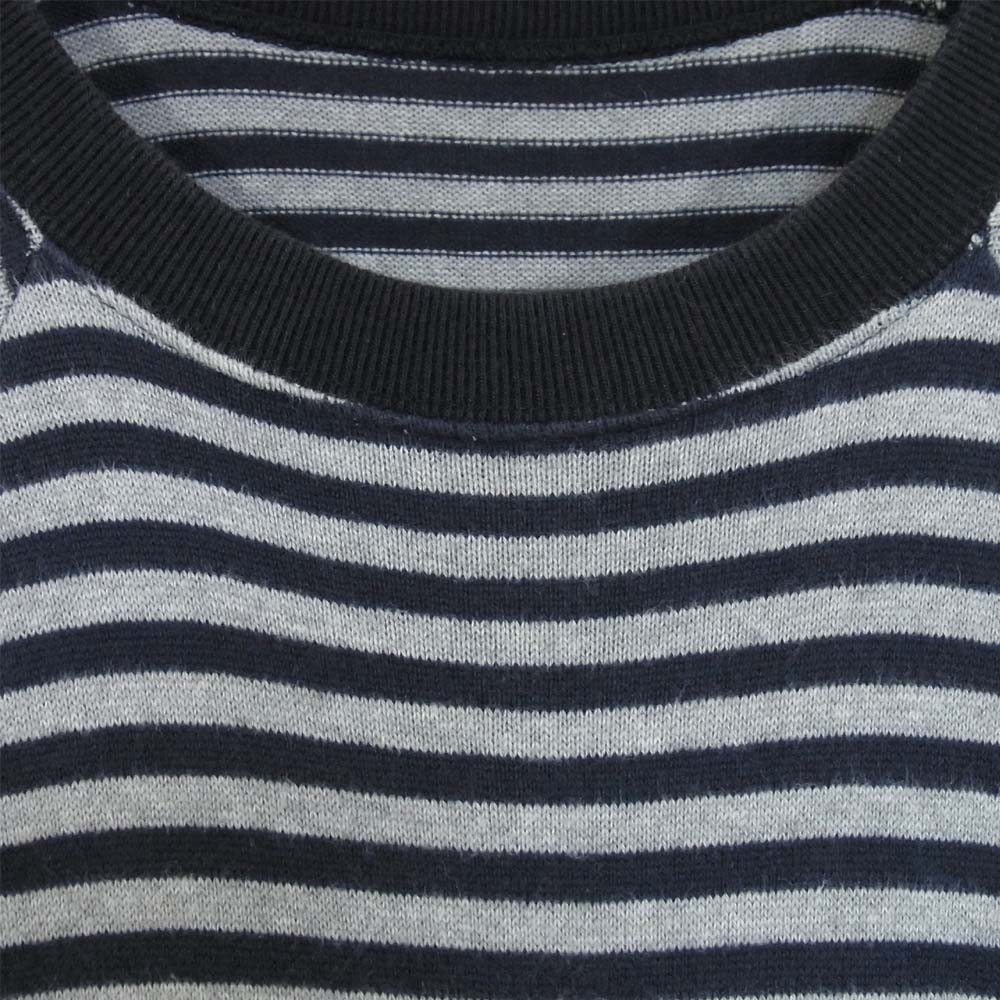 Yohji Yamamoto ヨウジヤマモト サイト syte ボーダー ストライプ カットソー ロンT 長袖 グレー×ネイビー系 S【中古】