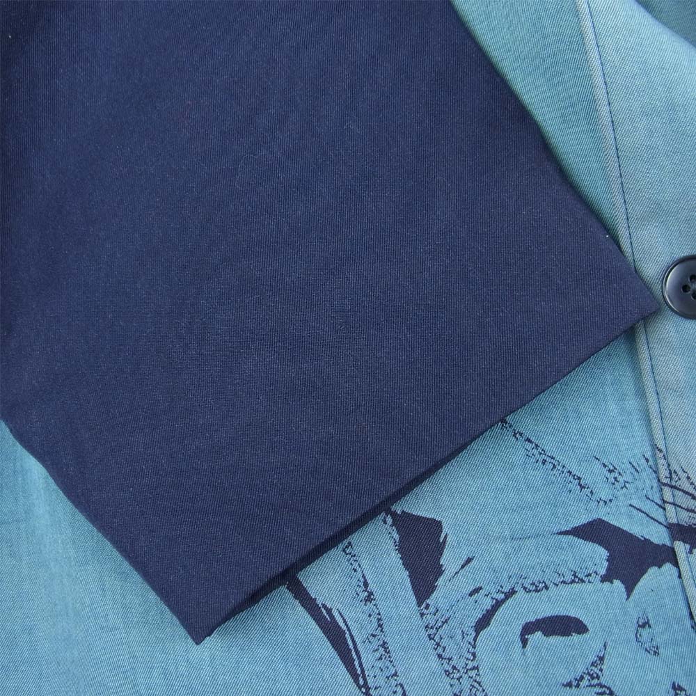 Yohji Yamamoto ヨウジヤマモト 17SS 抜染 スタンドカラー リバーシブル コート  ダークネイビー系 1【美品】【中古】