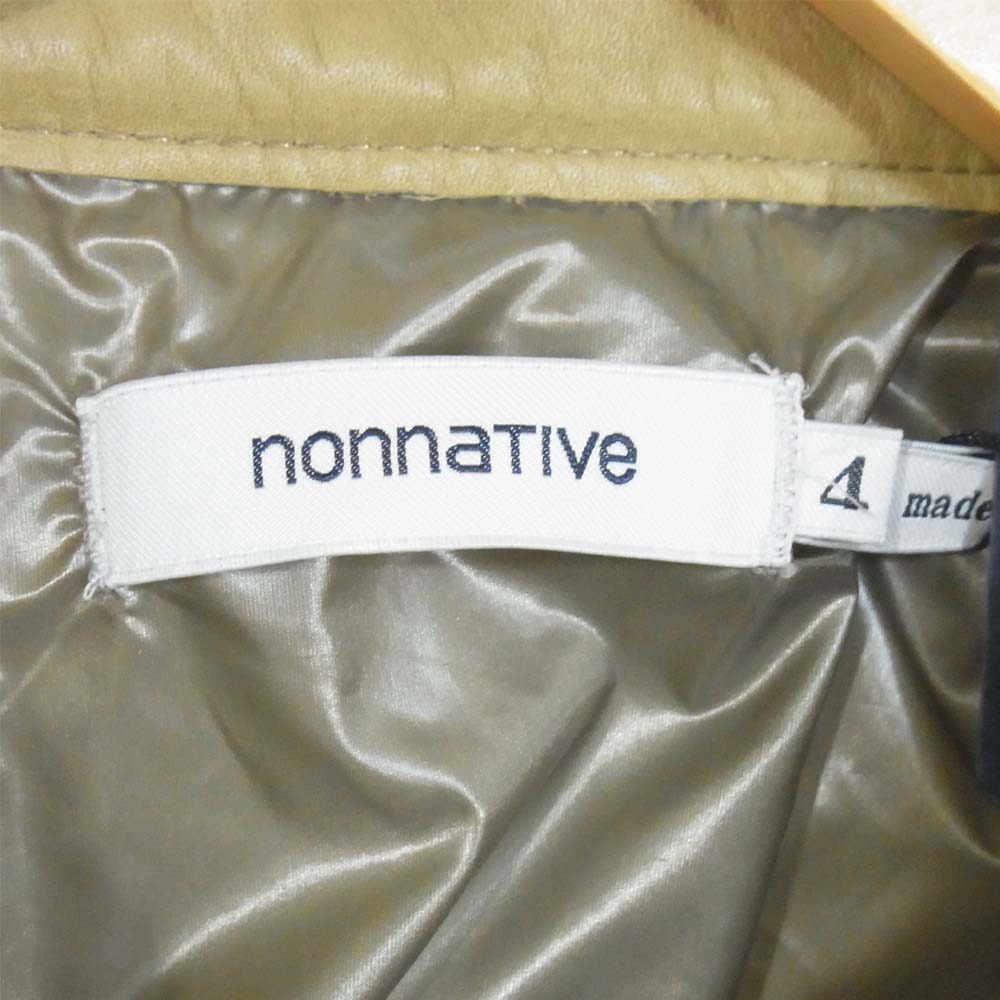 nonnative ノンネイティブ NN-JU3611 CARPENTER PUFF JACKET COW LEATHER 牛革 カウレザー パフジャケット ベージュ系 4【中古】