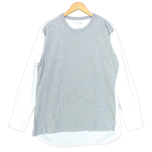 COMME des GARCONS コムデギャルソン S28108-2 シャツ SHIRT Cotton Poplin Plain Jersey Shirt シャツ切替 カットソー グレー×ホワイト系 X【美品】【中古】