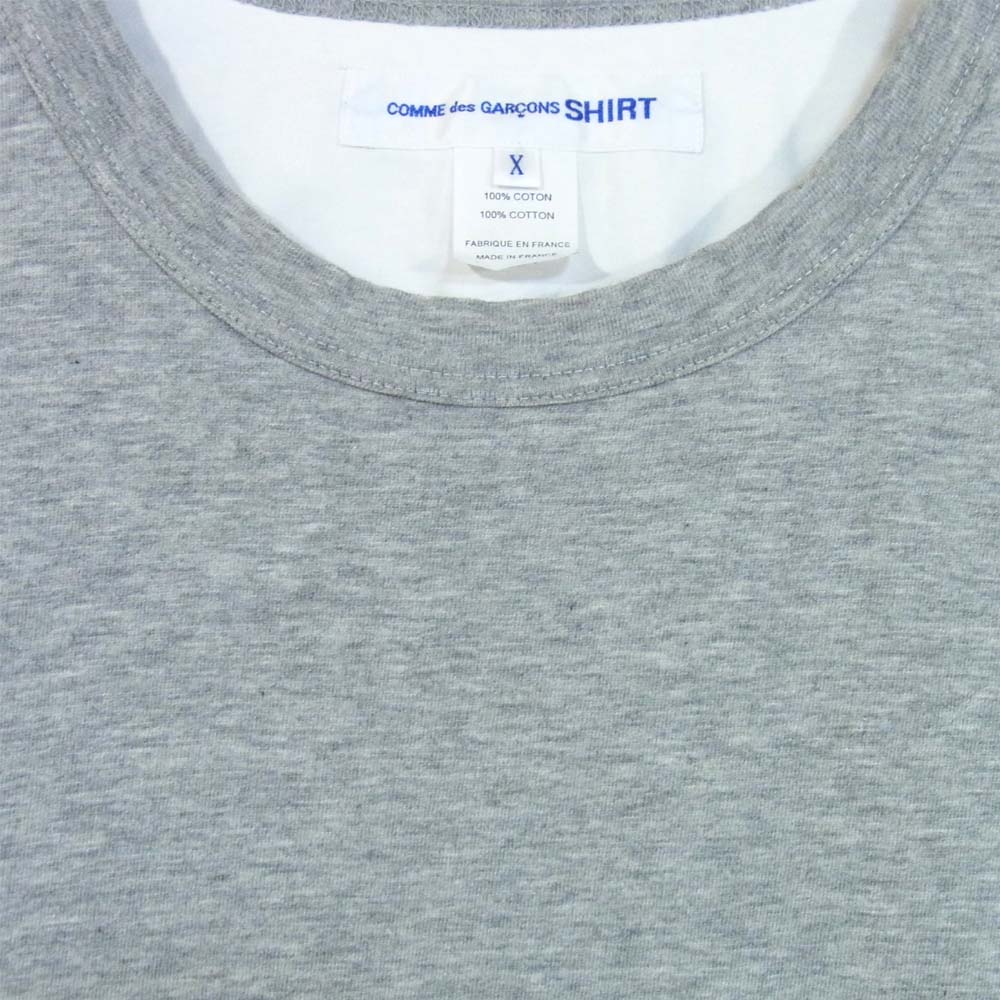 COMME des GARCONS コムデギャルソン S28108-2 シャツ SHIRT Cotton Poplin Plain Jersey Shirt シャツ切替 カットソー グレー×ホワイト系 X【美品】【中古】
