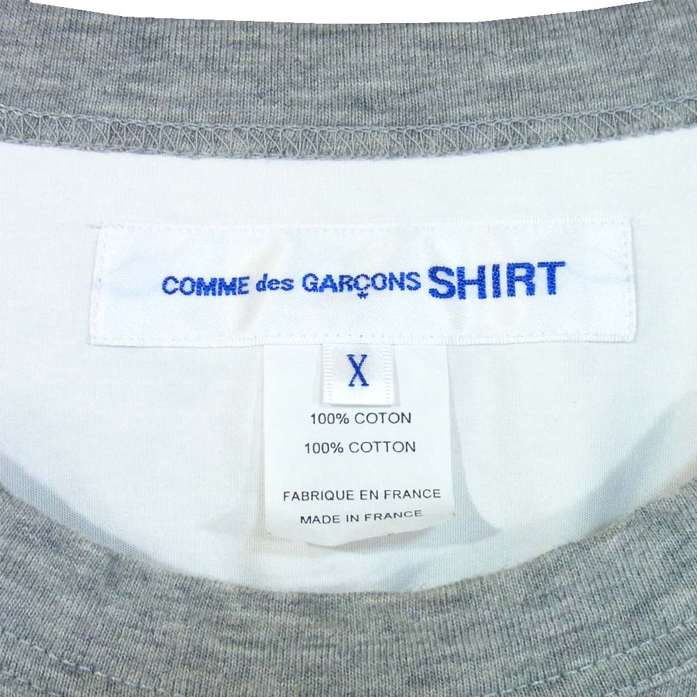 COMME des GARCONS コムデギャルソン S28108-2 シャツ SHIRT Cotton Poplin Plain Jersey Shirt シャツ切替 カットソー グレー×ホワイト系 X【美品】【中古】