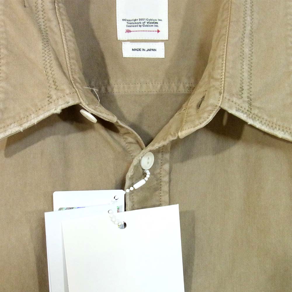 VISVIM ビズビム 120205011009 未使用品 GRAND RIVER L/S CRASH FIL EXCLUSIVE グランドリバー ロングスリーブ クラッシュ シャツ カーキ系 4【極上美品】【中古】