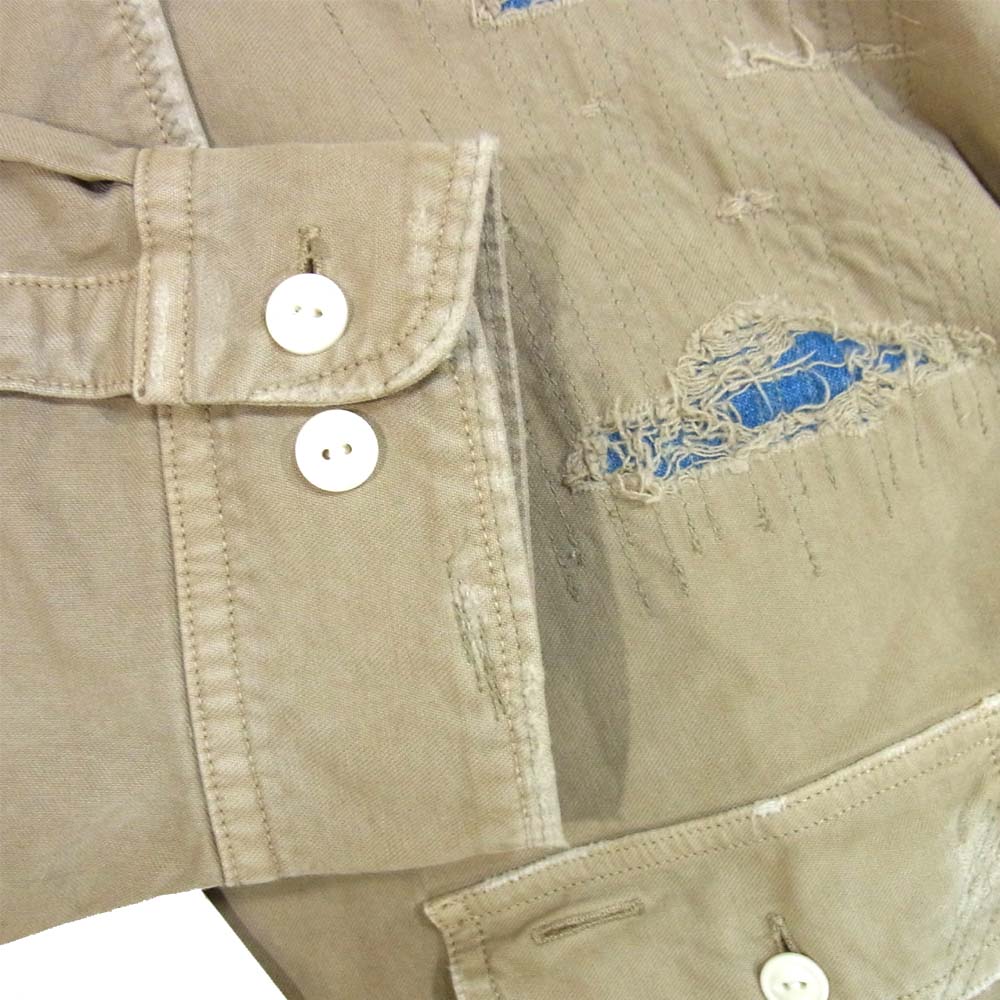 VISVIM ビズビム 120205011009 未使用品 GRAND RIVER L/S CRASH FIL EXCLUSIVE グランドリバー ロングスリーブ クラッシュ シャツ カーキ系 4【極上美品】【中古】