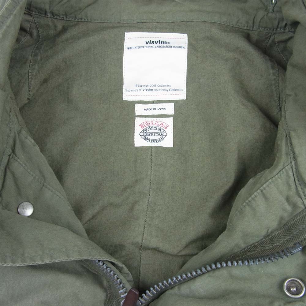 VISVIM ビズビム 18SS 118105013008 SIX-FIVE FISHTAIL PARKA フィッシュテール パーカー コート モスグリーン系 3【新古品】【未使用】【中古】