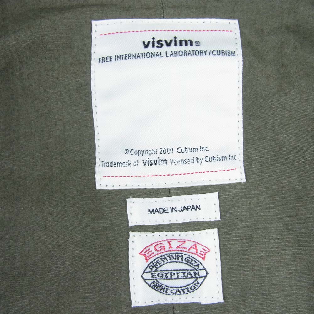 VISVIM ビズビム 18SS 118105013008 SIX-FIVE FISHTAIL PARKA フィッシュテール パーカー コート モスグリーン系 3【新古品】【未使用】【中古】