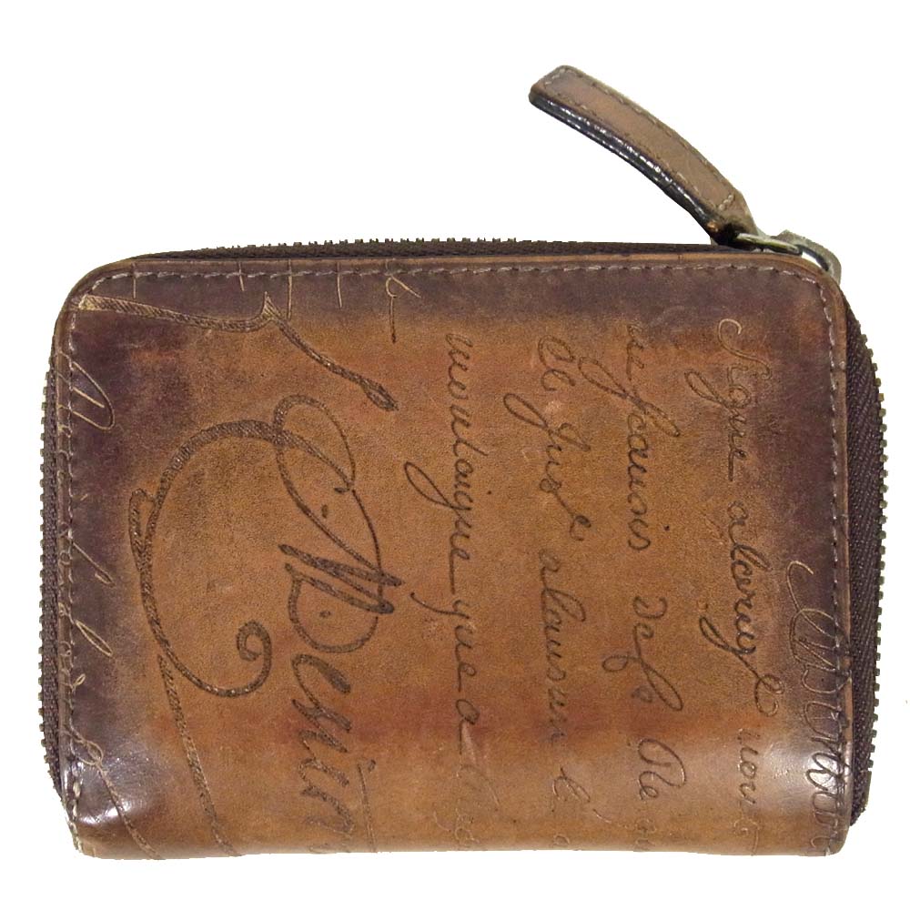 Berluti ベルルッティ カリグラフィ ラウンド ファスナー ジップ コインケース 小銭入れ ブラウン系【中古】