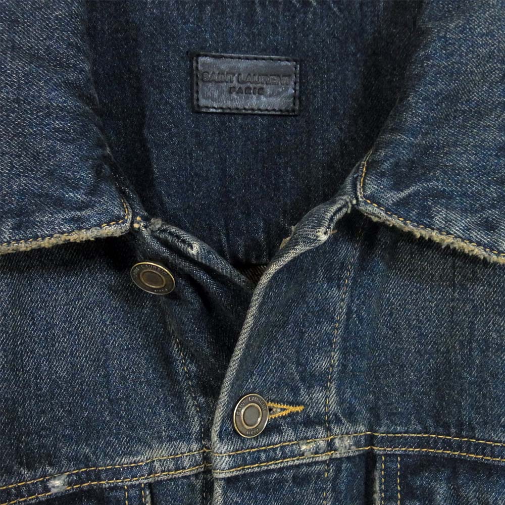 SAINT LAURENT サンローラン 15SS 377890YYS07 ヴィンテージ 加工 デニムジャケット インディゴブルー系 M【中古】