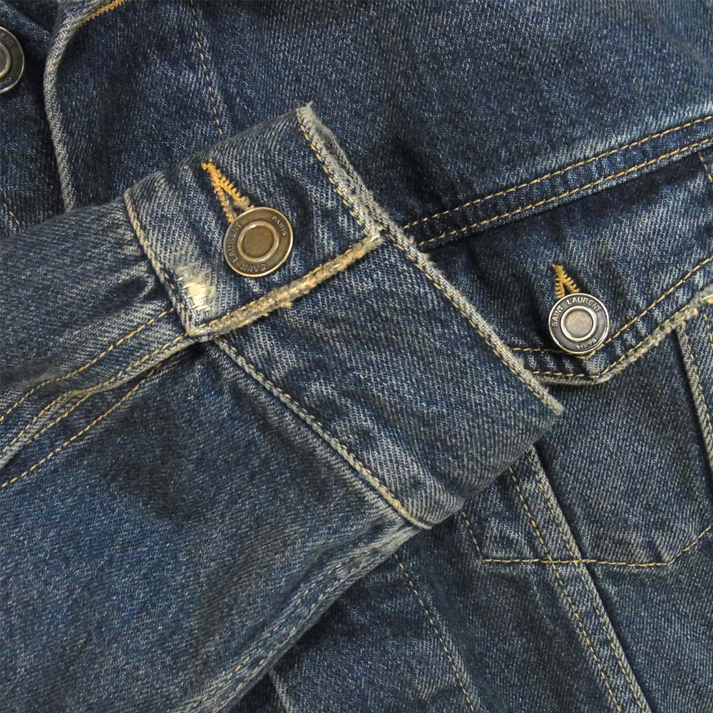 SAINT LAURENT サンローラン 15SS 377890YYS07 ヴィンテージ 加工 デニムジャケット インディゴブルー系 M【中古】