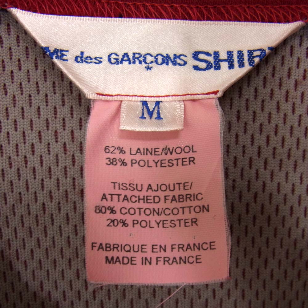 COMME des GARCONS コムデギャルソン W13822 シャツ SHIRT 切替 プルオーバー ハーフジップ カットソー レッド系 M【美品】【中古】
