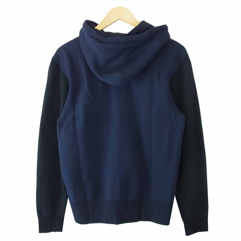 COMME des GARCONS HOMME コムデギャルソンオム HD-T114 胸刺繍 袖切替 ジップ パーカー ネイビー系 S【中古】