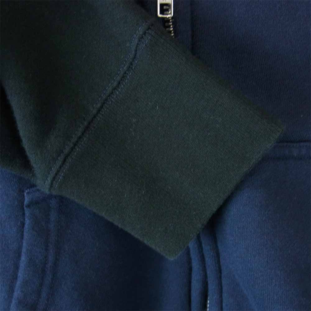 COMME des GARCONS HOMME コムデギャルソンオム HD-T114 胸刺繍 袖切替 ジップ パーカー ネイビー系 S【中古】