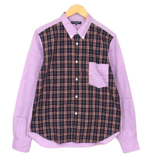 COMME des GARCONS HOMME コムデギャルソンオム HB-B050 袖 ポケット 切替 ボタンダウン チェック シャツ ピンク系 S【美品】【中古】