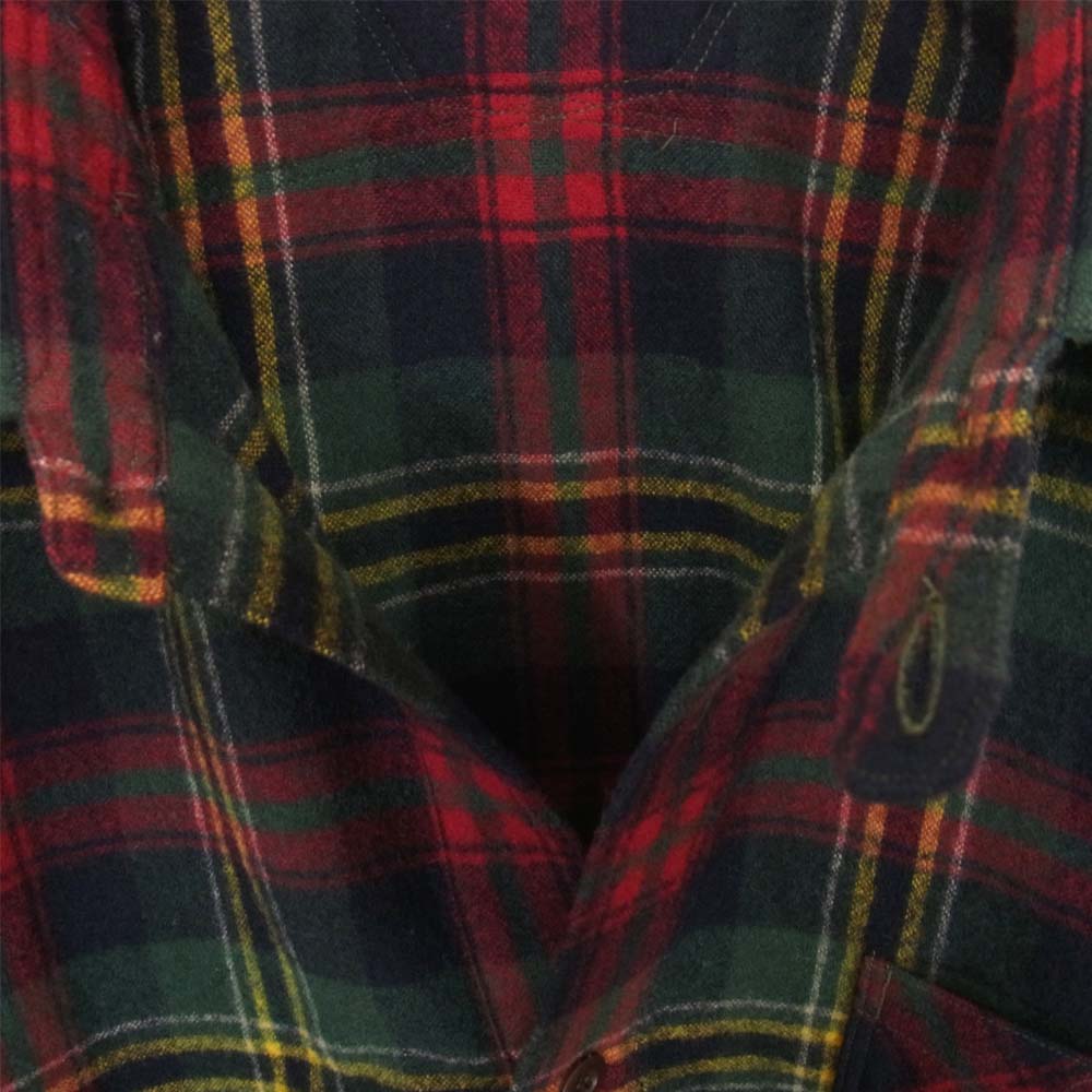 COMME des GARCONS コムデギャルソン WJ-B025 ジュンヤワタナベ JUNYA WATANABE  コーデュロイ エルボーパッチ ウールチェック シャツ グリーン系 S【美品】【中古】