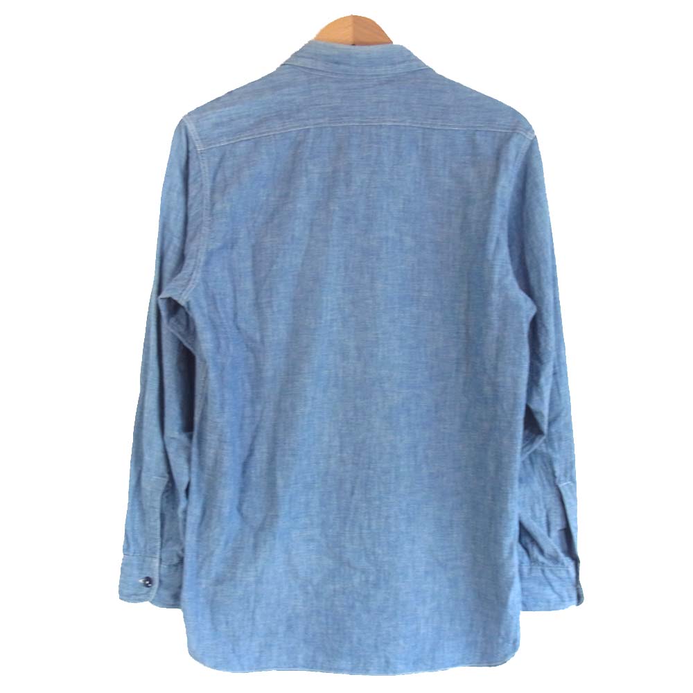 AT LAST アットラスト m-chambray シャンブレー ワークシャツ インディゴブルー系 15【美品】【中古】
