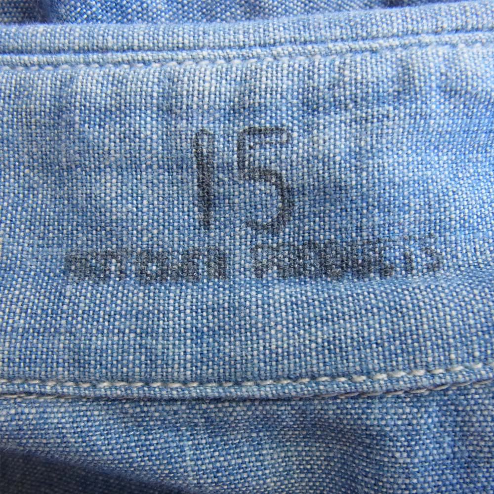 AT LAST アットラスト m-chambray シャンブレー ワークシャツ インディゴブルー系 15【美品】【中古】