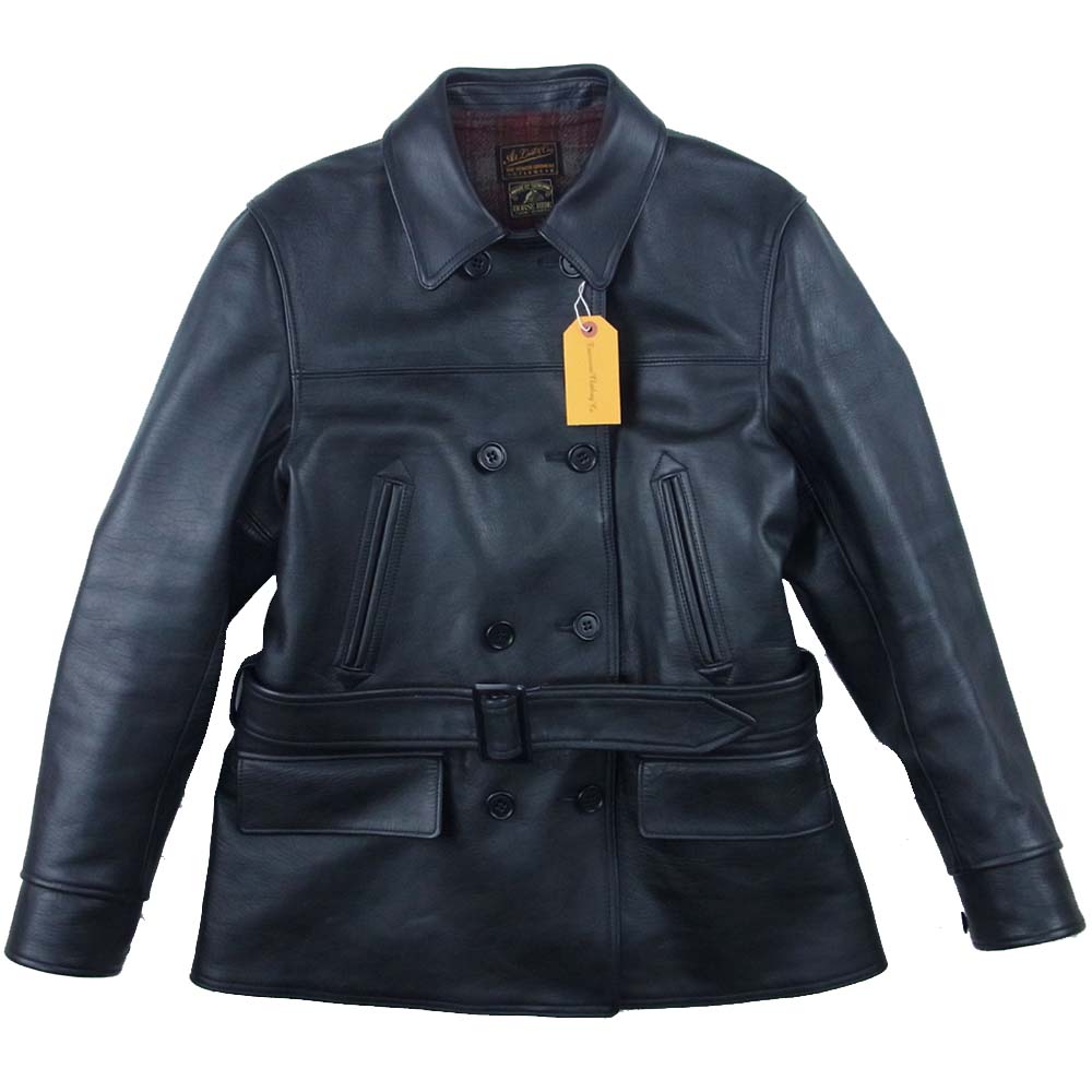 AT LAST アットラスト 未使用 w-breasted coat ホースハイド レザー カーコート ジャケット ブラック系【極上美品】【中古】